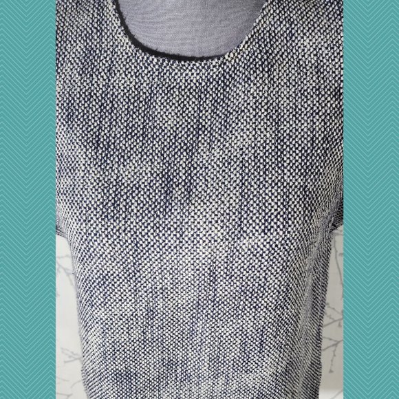 Collective Concepts Navy Woven Tweed Flutter Sleeve Blouse - Picture 2 of 4